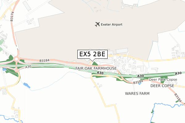 EX5 2BE map - small scale - OS Open Zoomstack (Ordnance Survey)