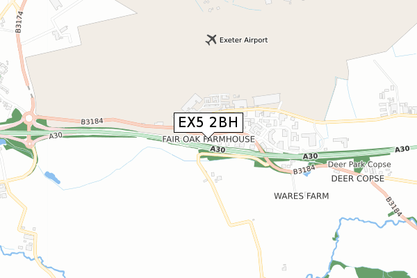 EX5 2BH map - small scale - OS Open Zoomstack (Ordnance Survey)