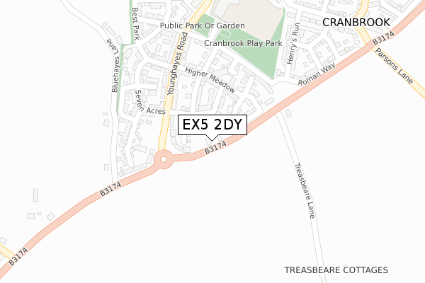 EX5 2DY map - large scale - OS Open Zoomstack (Ordnance Survey)