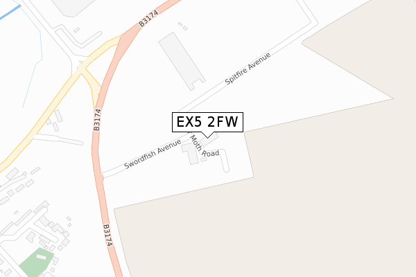 EX5 2FW map - large scale - OS Open Zoomstack (Ordnance Survey)