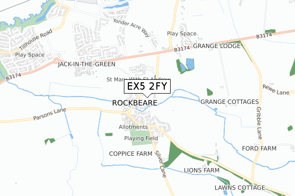 EX5 2FY map - small scale - OS Open Zoomstack (Ordnance Survey)