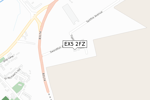 EX5 2FZ map - large scale - OS Open Zoomstack (Ordnance Survey)