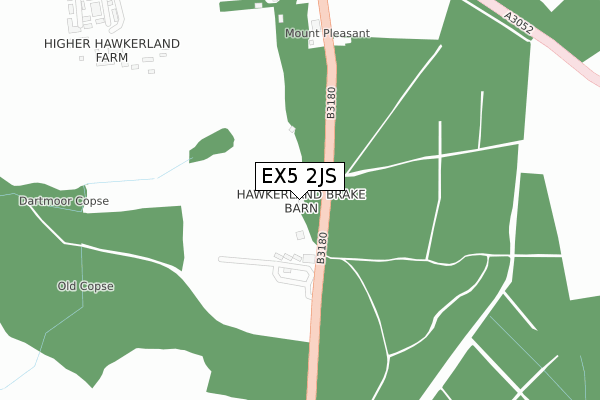 EX5 2JS map - large scale - OS Open Zoomstack (Ordnance Survey)