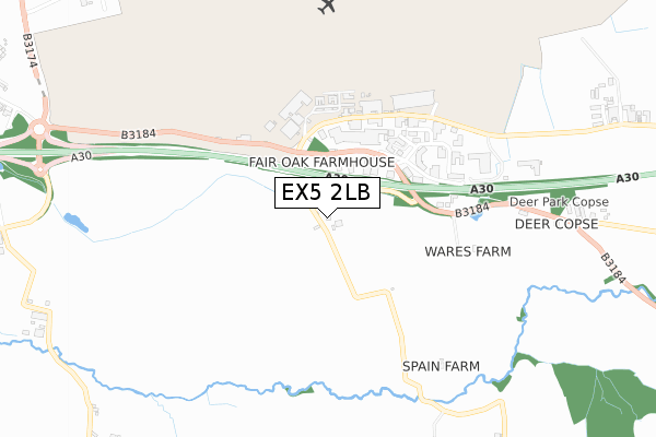 EX5 2LB map - small scale - OS Open Zoomstack (Ordnance Survey)