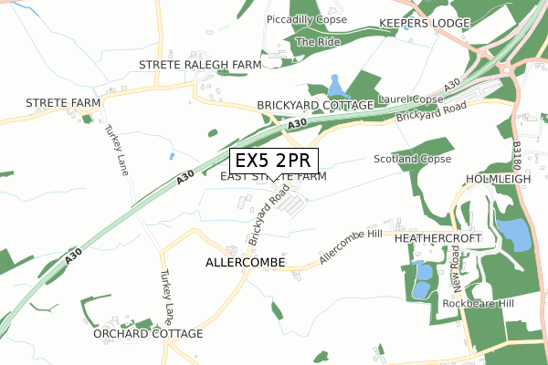 EX5 2PR map - small scale - OS Open Zoomstack (Ordnance Survey)