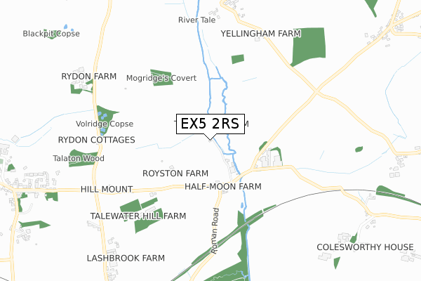 EX5 2RS map - small scale - OS Open Zoomstack (Ordnance Survey)