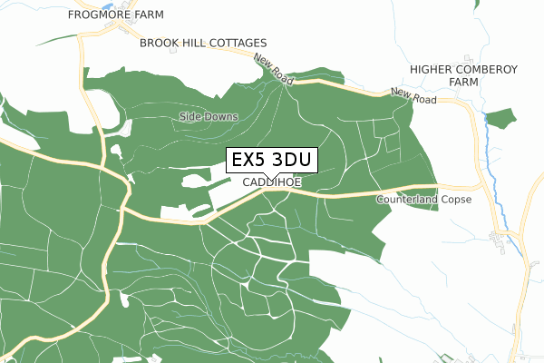 EX5 3DU map - small scale - OS Open Zoomstack (Ordnance Survey)