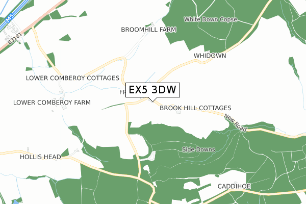 EX5 3DW map - small scale - OS Open Zoomstack (Ordnance Survey) EX5 3DW map - small scale - OS Open Zoomstack (Ordnance Survey)