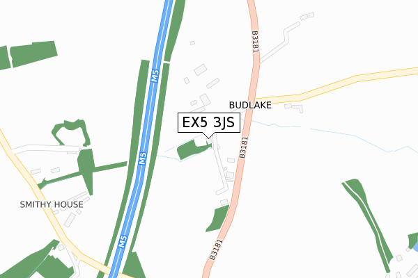 EX5 3JS map - large scale - OS Open Zoomstack (Ordnance Survey)