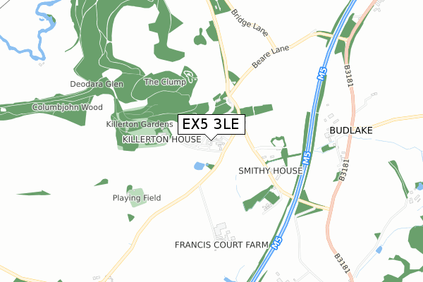 EX5 3LE map - small scale - OS Open Zoomstack (Ordnance Survey)