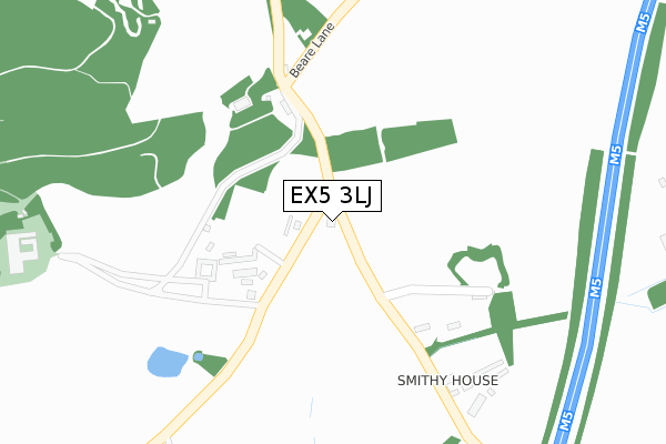 EX5 3LJ map - large scale - OS Open Zoomstack (Ordnance Survey)