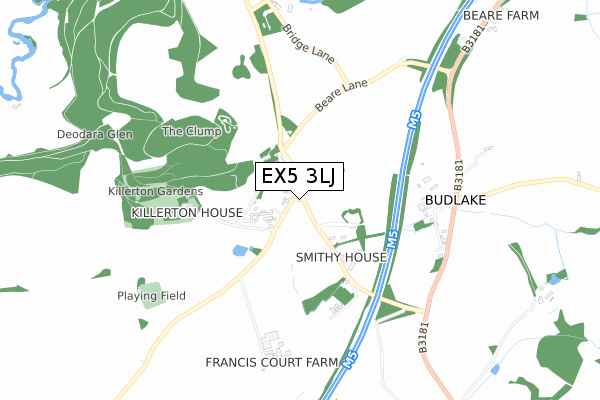 EX5 3LJ map - small scale - OS Open Zoomstack (Ordnance Survey)