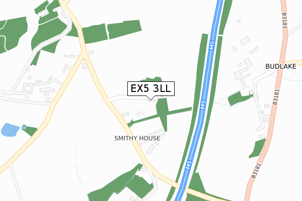 EX5 3LL map - large scale - OS Open Zoomstack (Ordnance Survey)