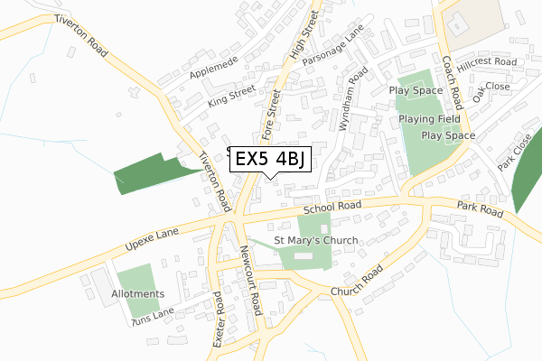 EX5 4BJ map - large scale - OS Open Zoomstack (Ordnance Survey)