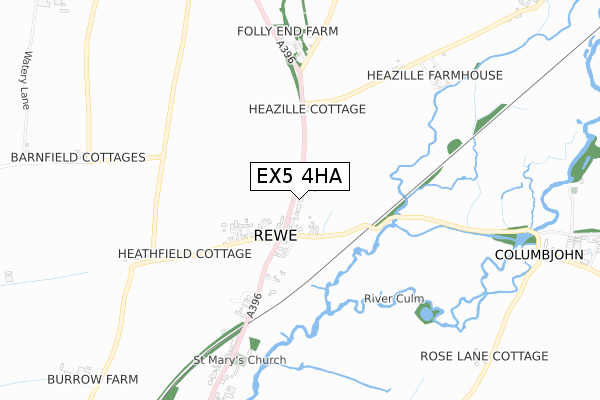 EX5 4HA map - small scale - OS Open Zoomstack (Ordnance Survey)