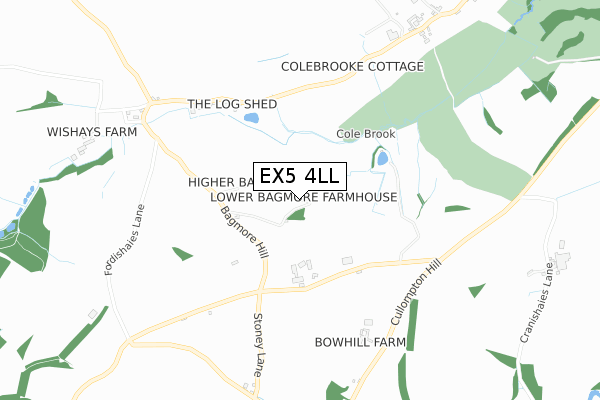 EX5 4LL map - small scale - OS Open Zoomstack (Ordnance Survey)