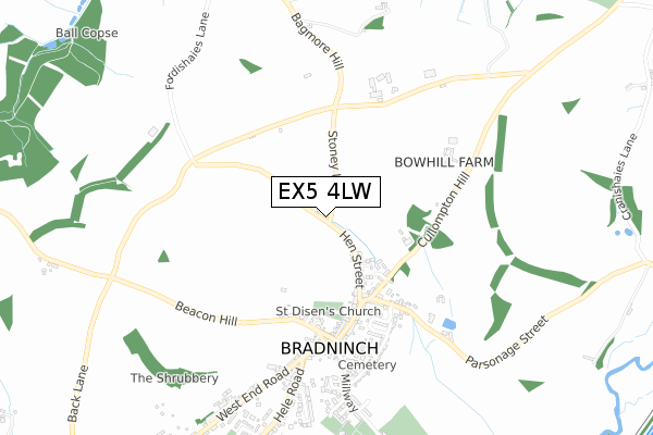 EX5 4LW map - small scale - OS Open Zoomstack (Ordnance Survey)