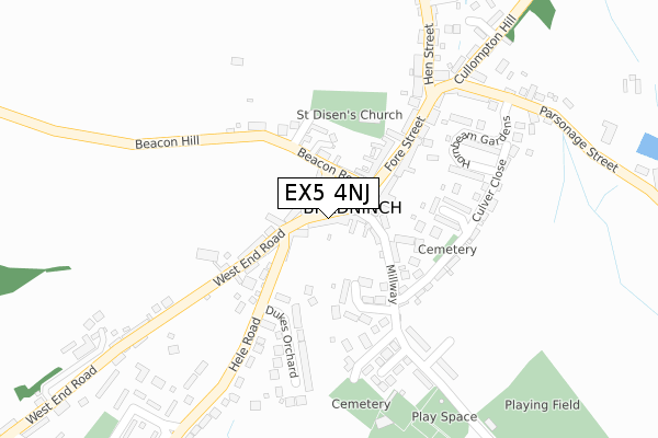 EX5 4NJ map - large scale - OS Open Zoomstack (Ordnance Survey)