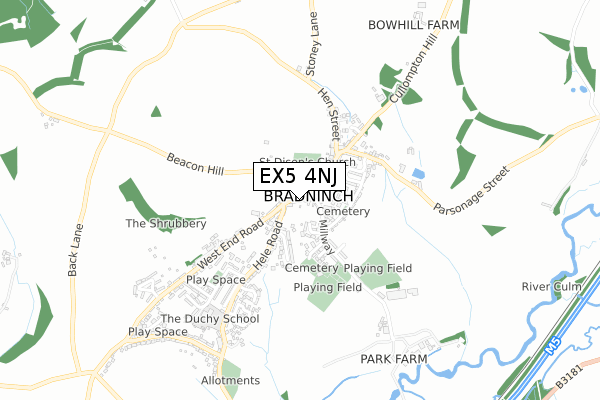 EX5 4NJ map - small scale - OS Open Zoomstack (Ordnance Survey)