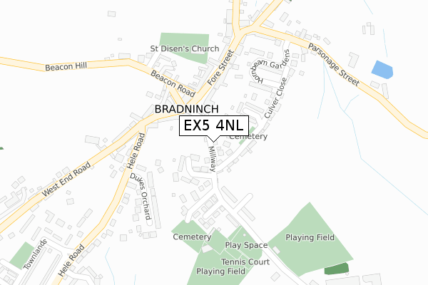 EX5 4NL map - large scale - OS Open Zoomstack (Ordnance Survey)