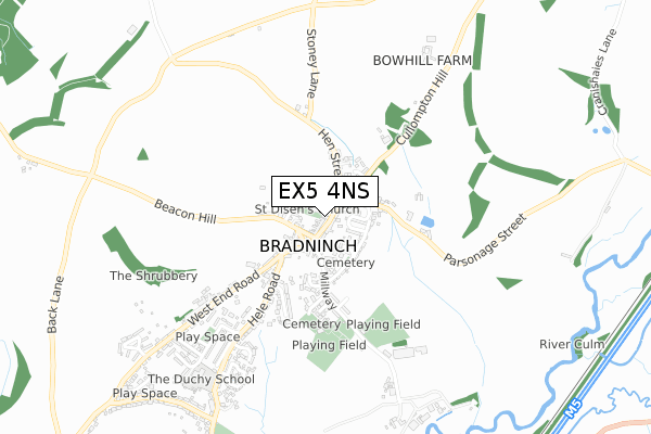 EX5 4NS map - small scale - OS Open Zoomstack (Ordnance Survey)