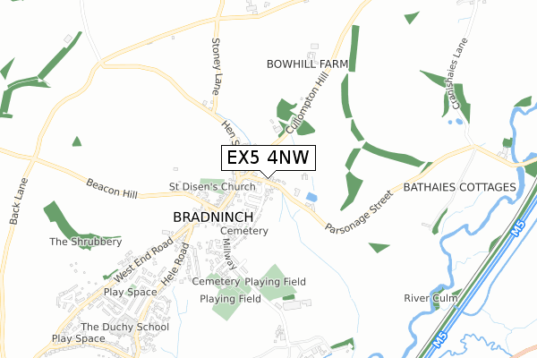 EX5 4NW map - small scale - OS Open Zoomstack (Ordnance Survey)