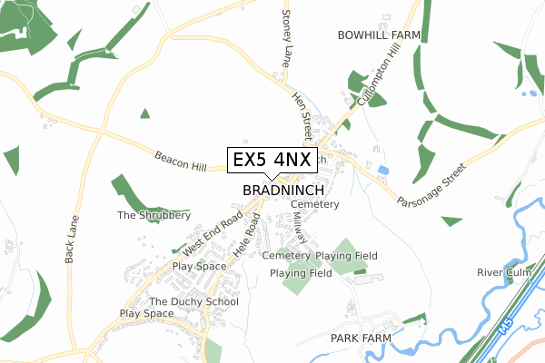 EX5 4NX map - small scale - OS Open Zoomstack (Ordnance Survey)