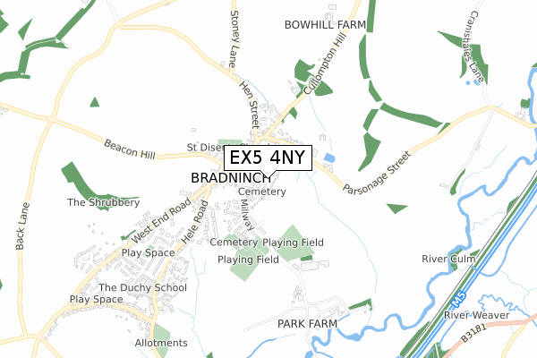 EX5 4NY map - small scale - OS Open Zoomstack (Ordnance Survey)