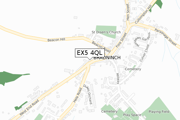 EX5 4QL map - large scale - OS Open Zoomstack (Ordnance Survey)