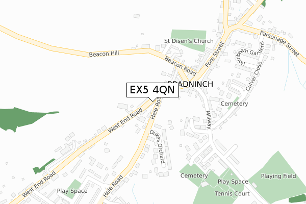 EX5 4QN map - large scale - OS Open Zoomstack (Ordnance Survey)