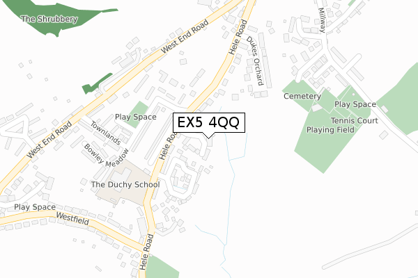 EX5 4QQ map - large scale - OS Open Zoomstack (Ordnance Survey)