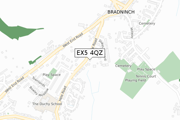 EX5 4QZ map - large scale - OS Open Zoomstack (Ordnance Survey)