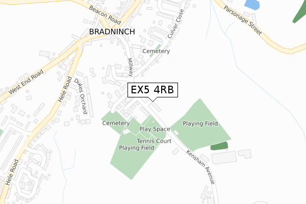 EX5 4RB map - large scale - OS Open Zoomstack (Ordnance Survey)