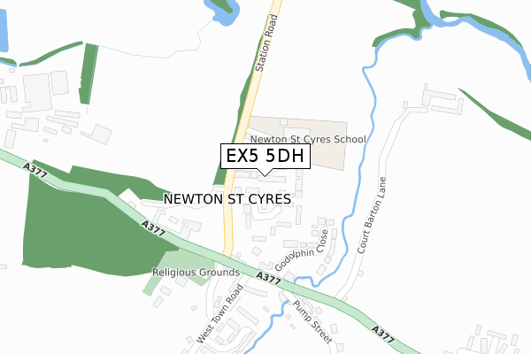 EX5 5DH map - large scale - OS Open Zoomstack (Ordnance Survey)