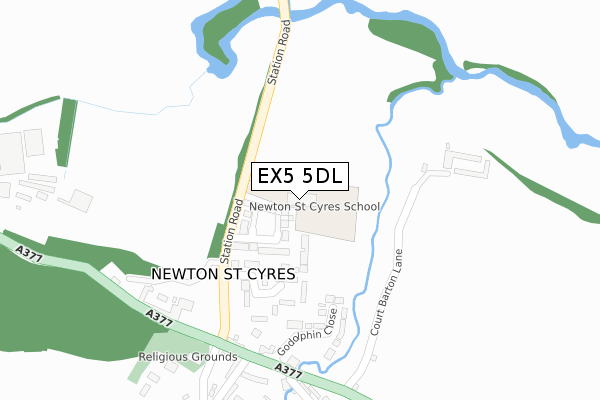 EX5 5DL map - large scale - OS Open Zoomstack (Ordnance Survey)