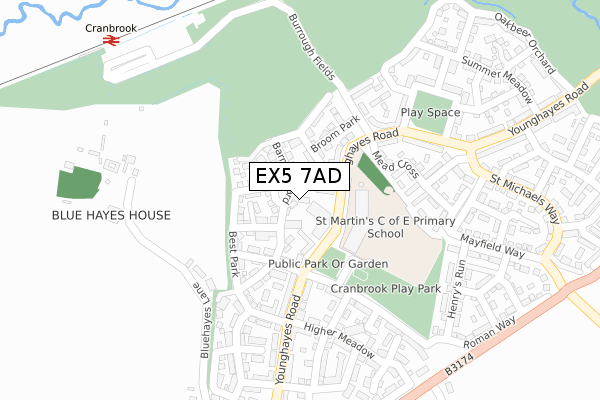 EX5 7AD map - large scale - OS Open Zoomstack (Ordnance Survey)