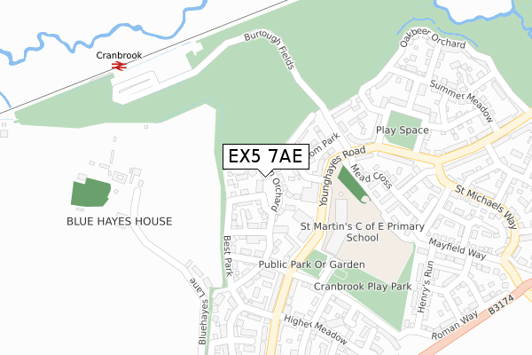 EX5 7AE map - large scale - OS Open Zoomstack (Ordnance Survey)