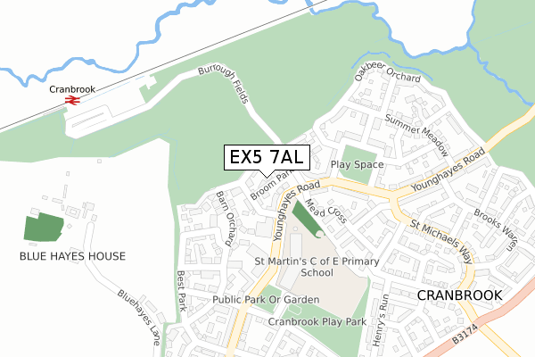 EX5 7AL map - large scale - OS Open Zoomstack (Ordnance Survey)