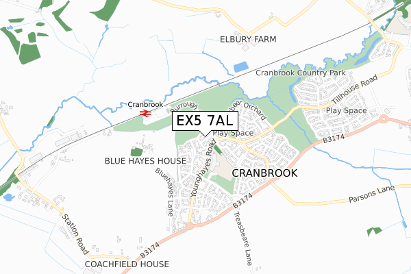 EX5 7AL map - small scale - OS Open Zoomstack (Ordnance Survey)