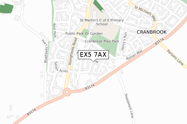 EX5 7AX map - large scale - OS Open Zoomstack (Ordnance Survey)