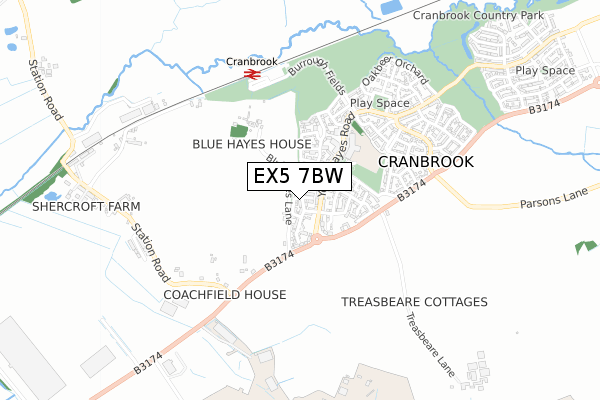 EX5 7BW map - small scale - OS Open Zoomstack (Ordnance Survey)