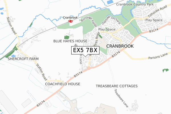 EX5 7BX map - small scale - OS Open Zoomstack (Ordnance Survey)