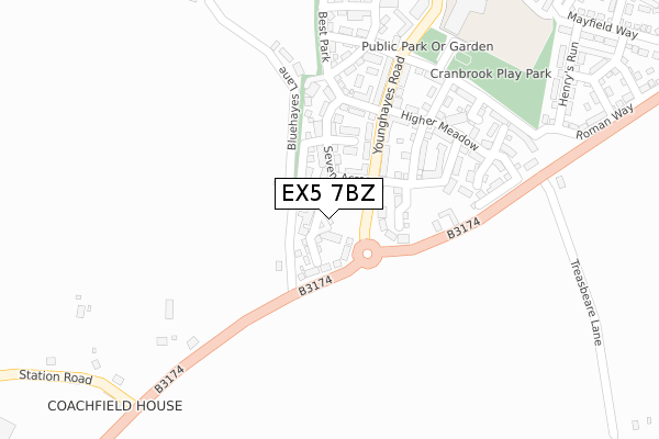 EX5 7BZ map - large scale - OS Open Zoomstack (Ordnance Survey)