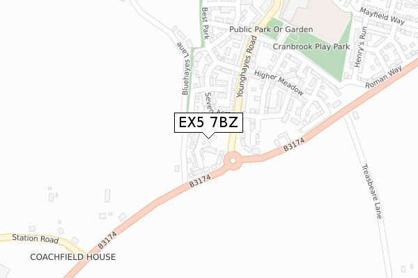 EX5 7BZ map - large scale - OS Open Zoomstack (Ordnance Survey) EX5 7BZ map - large scale - OS Open Zoomstack (Ordnance Survey)