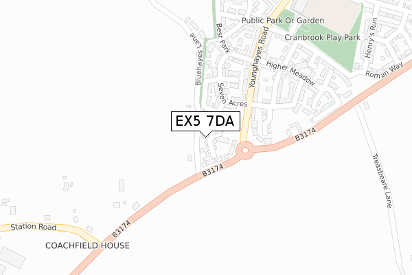 EX5 7DA map - large scale - OS Open Zoomstack (Ordnance Survey)