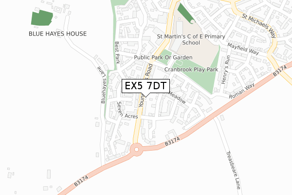 EX5 7DT map - large scale - OS Open Zoomstack (Ordnance Survey)