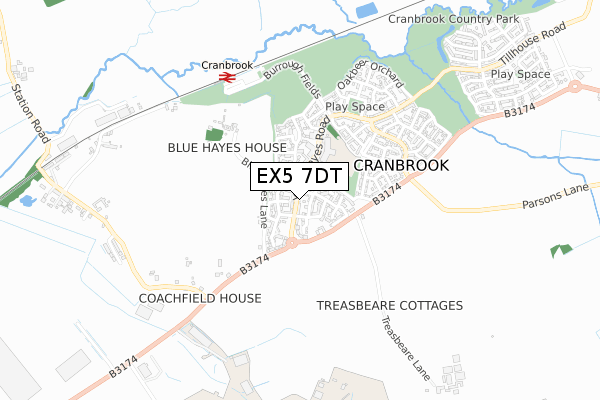 EX5 7DT map - small scale - OS Open Zoomstack (Ordnance Survey)