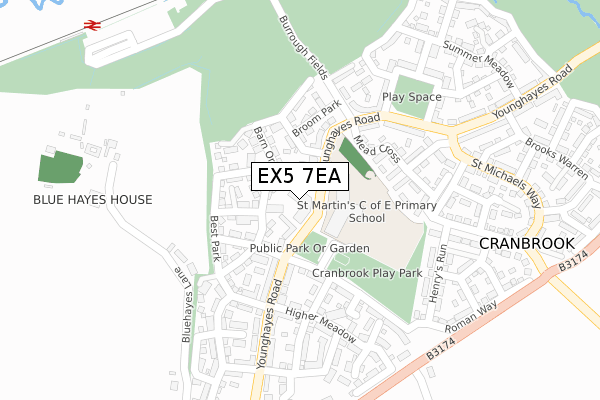 EX5 7EA map - large scale - OS Open Zoomstack (Ordnance Survey)