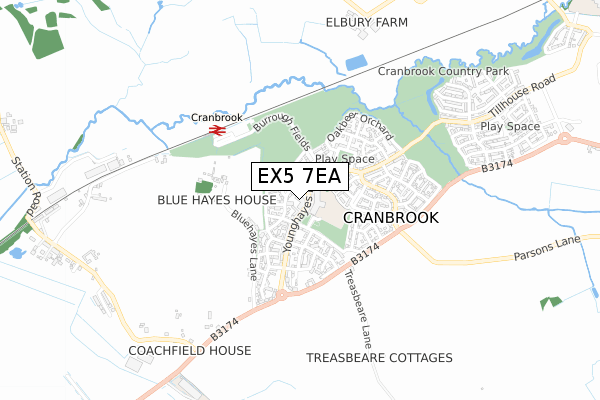 EX5 7EA map - small scale - OS Open Zoomstack (Ordnance Survey)