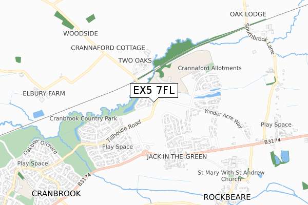 EX5 7FL map - small scale - OS Open Zoomstack (Ordnance Survey)
